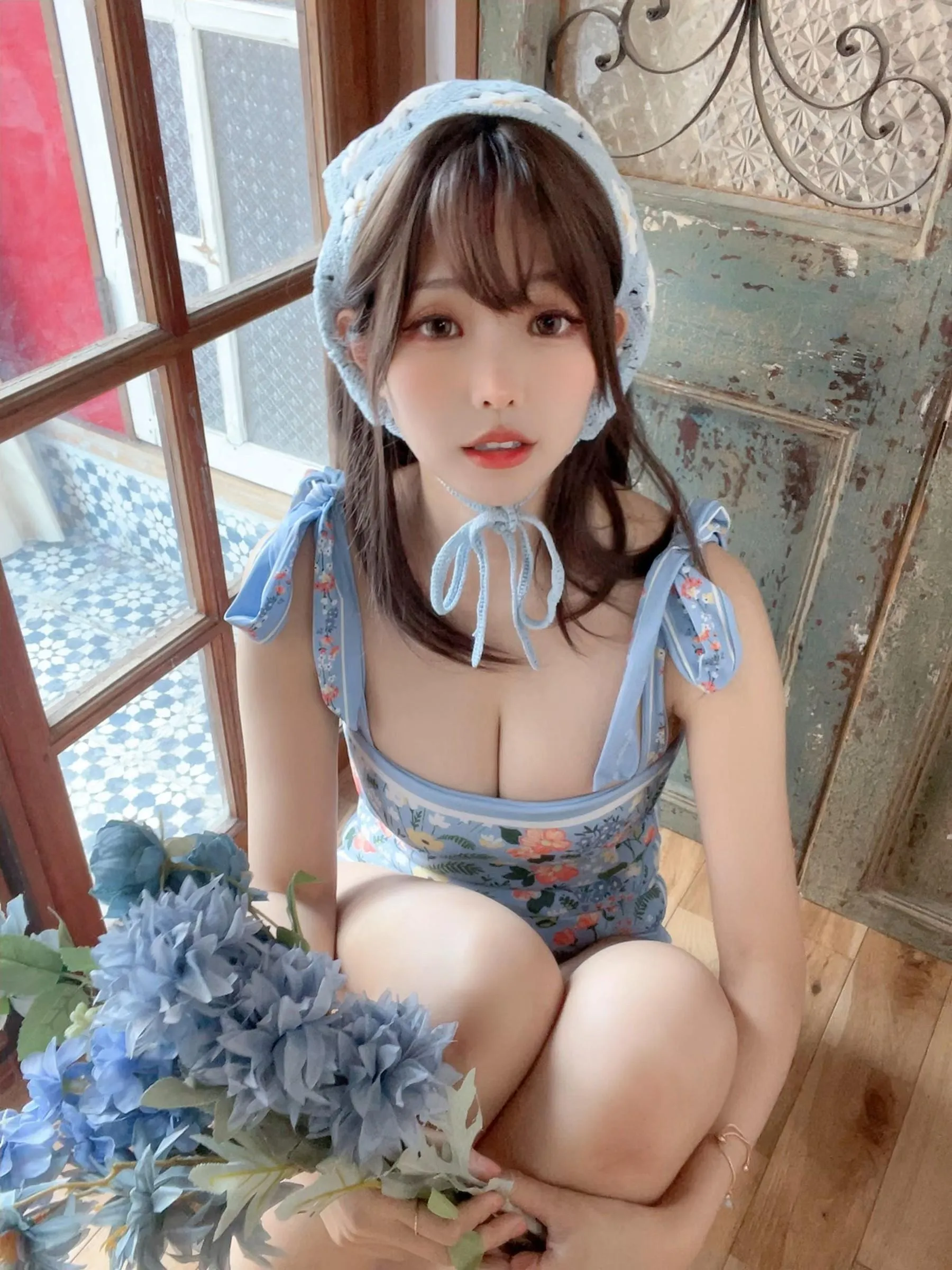 ElyEE子 – NO.122 2023.august D-復古水藍花 Vintage Aqua Blossom [39P]插图6